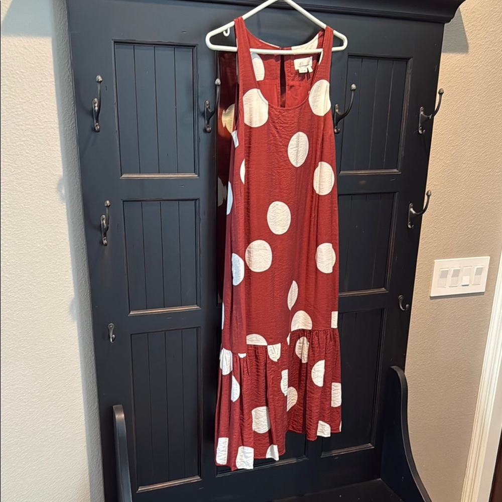 Anthropologie Red and White Ruffled Tiered Maxi Sundress